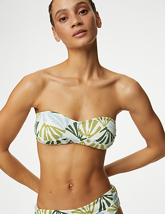 Vyztužen&yacute; bikinov&yacute; top typu bandeau s potiskem