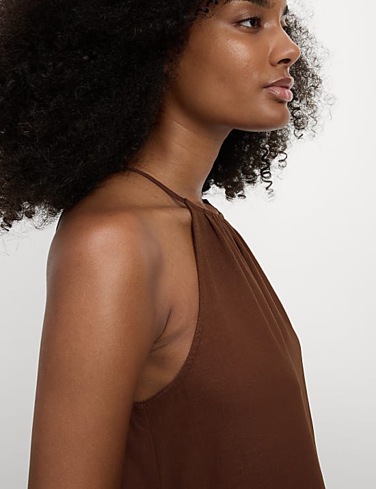 Robe midaxi ample dos nu en lin