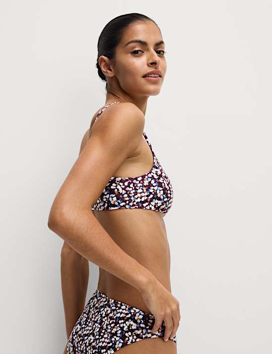 Printed Padded Scoop Neck Bikini Top