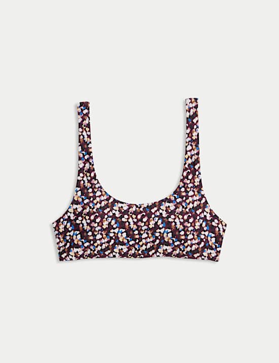 Printed Padded Scoop Neck Bikini Top
