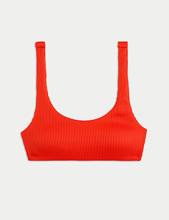 Ribbed Padded Scoop Neck Bikini Top
