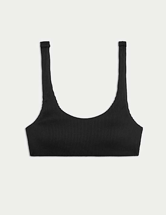 Ribbed Padded Scoop Neck Bikini Top