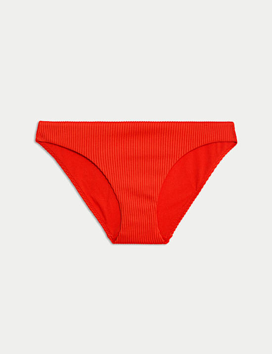 Ribbed High Leg Bikini Bottoms
