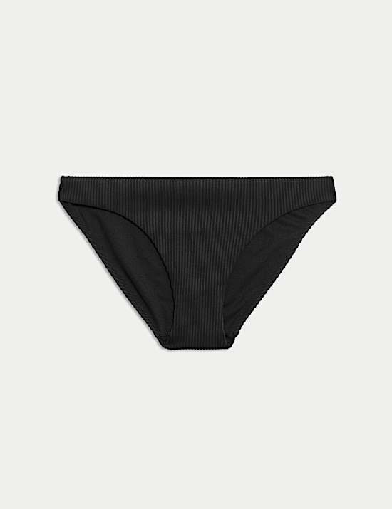 Bas de bikini échancré à motif côtelé