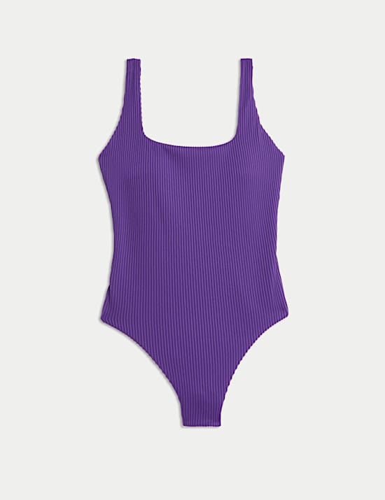 Maillot de bain textur&eacute; &agrave; d&eacute;collet&eacute; rond
