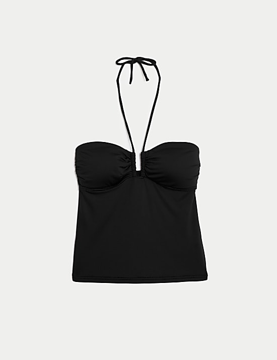 Parte de arriba de tankini con cuello Halter con sujeci&oacute;n del vientre