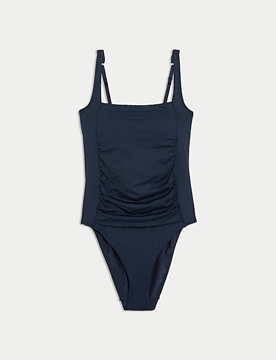 Maillot de bain ampliforme à encolure carrée, effet ventre plat 360