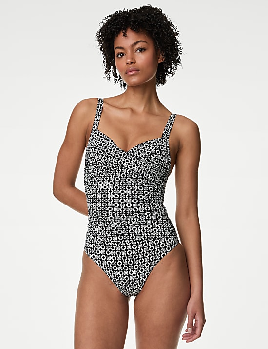 Lot de 2 maillots de bain plongeants, effet ventre plat 360