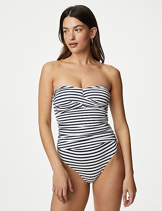 Lot de 2&nbsp;maillots de bain bandeau, effet ventre plat