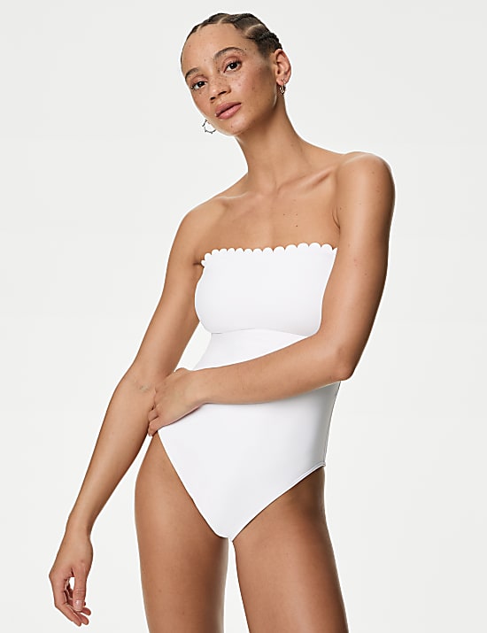 Bandeau-badpak met neopreen en schulprand