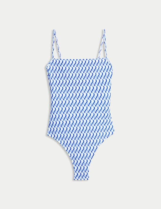 Badpak met vierkante hals en print