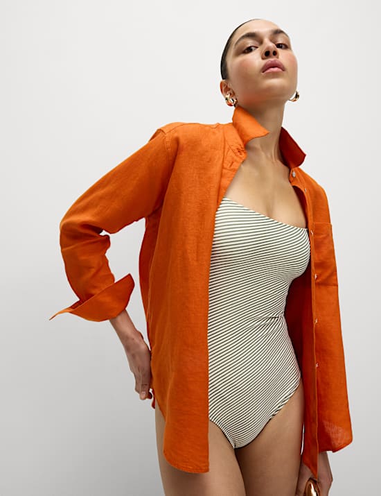 Maillot de bain &agrave; encolure carr&eacute;e et imprim&eacute;