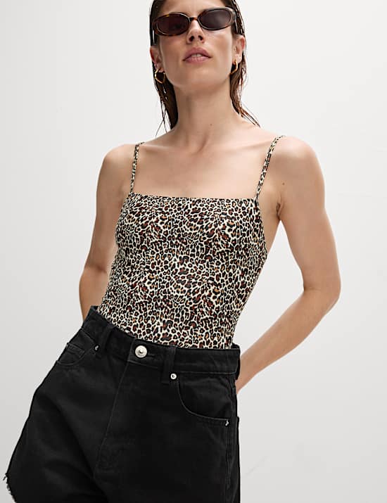 Printed Square Neck Swimsuit