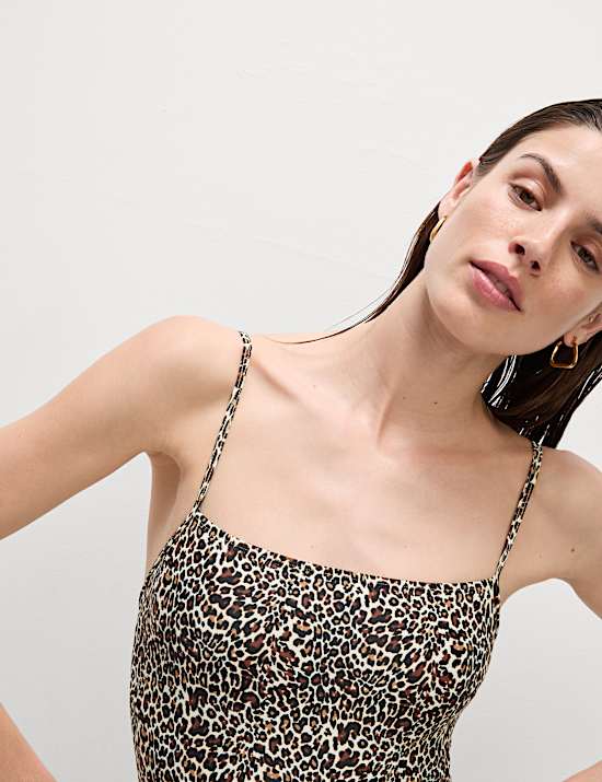 Printed Square Neck Swimsuit