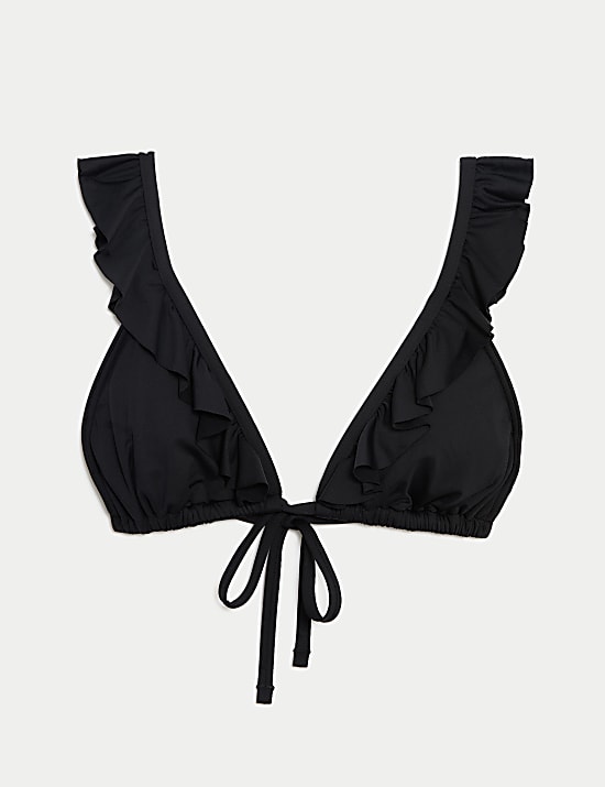 Haut de bikini plongeant à volants