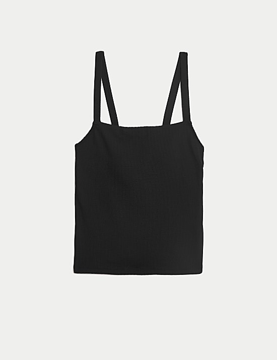 Parte de arriba de Tankini texturizada con escote cuadrado