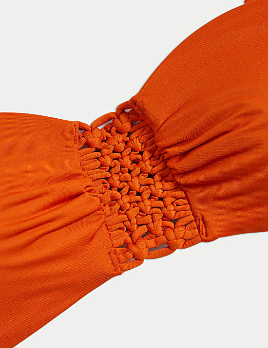 Macramé Detail Padded Bandeau Bikini Top