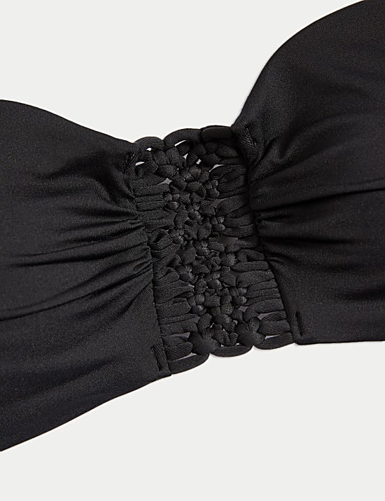 Macramé Detail Padded Bandeau Bikini Top