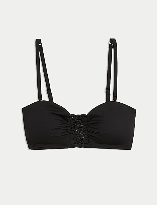 Macramé Detail Padded Bandeau Bikini Top