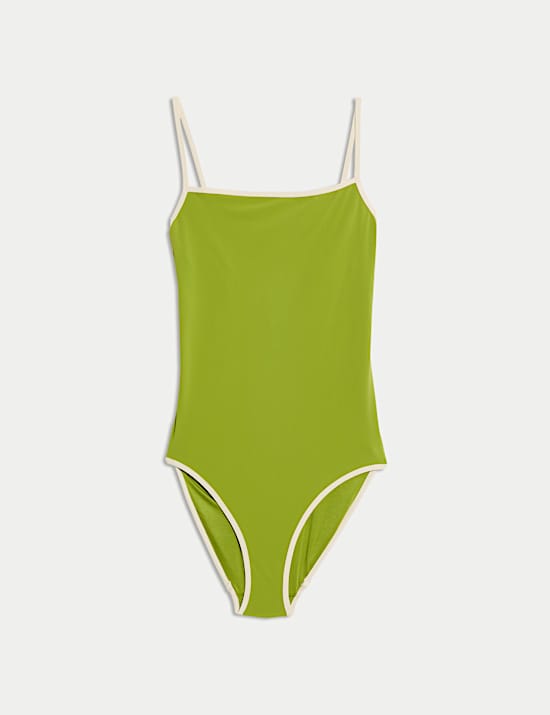 Contrast Trim Square Neck Swimsuit
