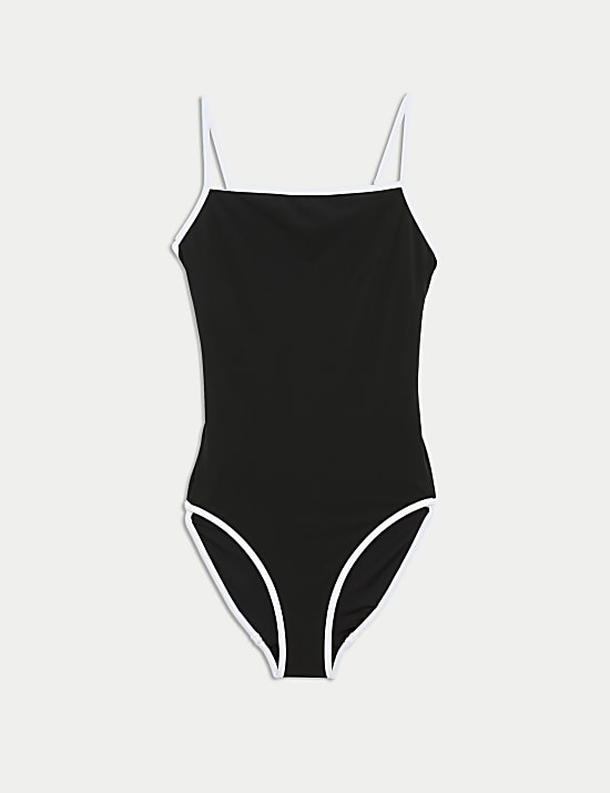 Contrast Trim Square Neck Swimsuit