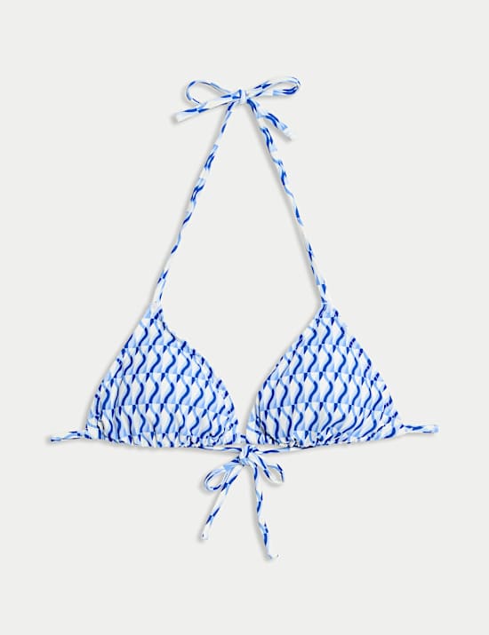 Printed Halterneck Triangle Bikini Top