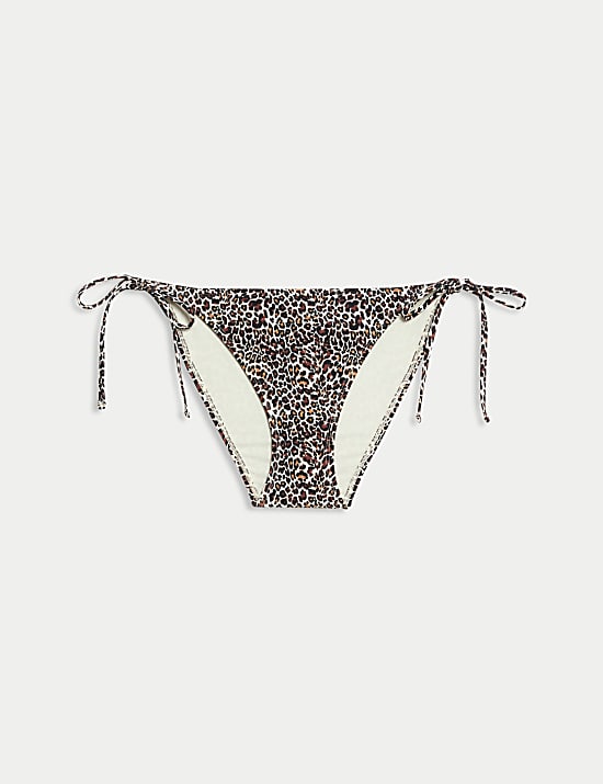 Bas de bikini &agrave; nouer sur le c&ocirc;t&eacute; avec imprim&eacute; animal