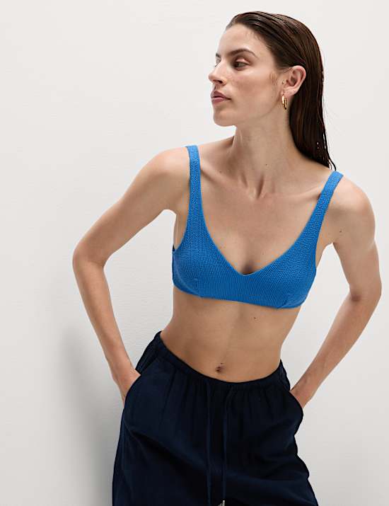 Textured Padded Plunge Bikini Top