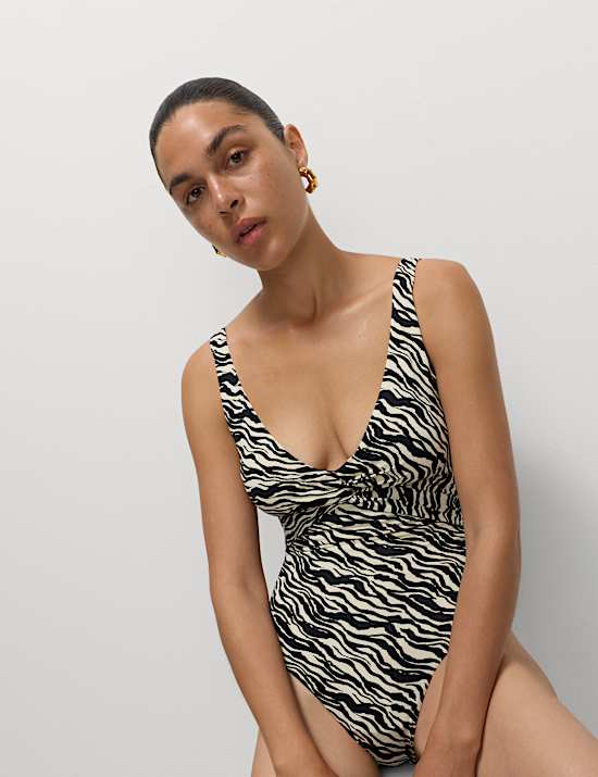 360 Tummy Control Printed Plunge Swimsuit