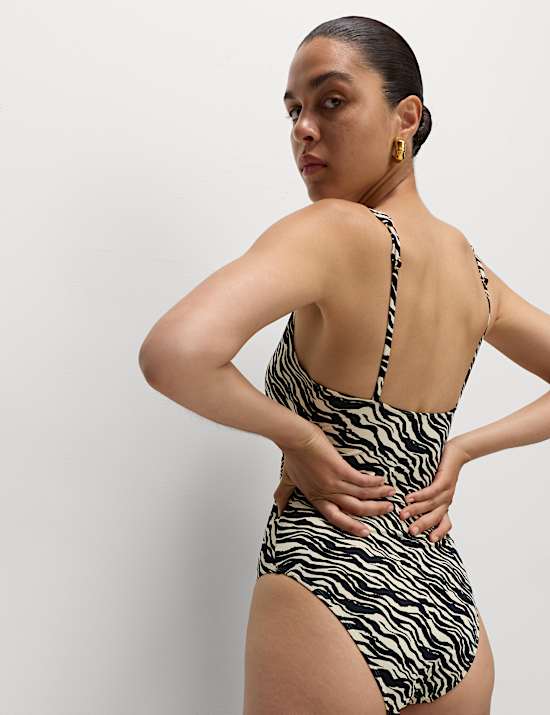 360 Tummy Control Printed Plunge Swimsuit