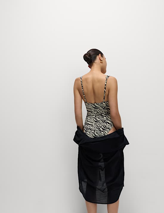 360 Tummy Control Printed Plunge Swimsuit