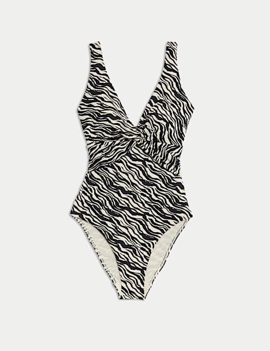 360 Tummy Control Printed Plunge Swimsuit