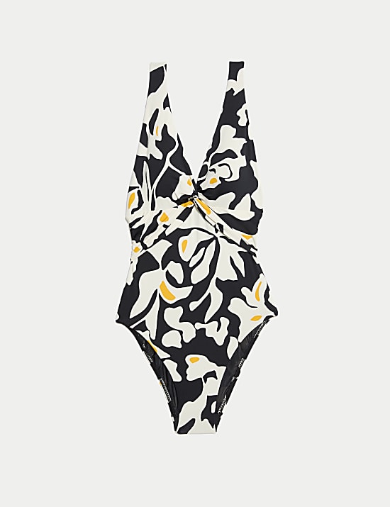 Pakaian Renang Plunge Pengatur Perut 360 Bermotif