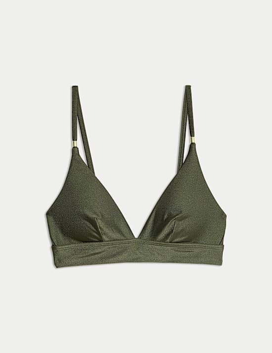 Padded Trim Detail Plunge Bikini Top