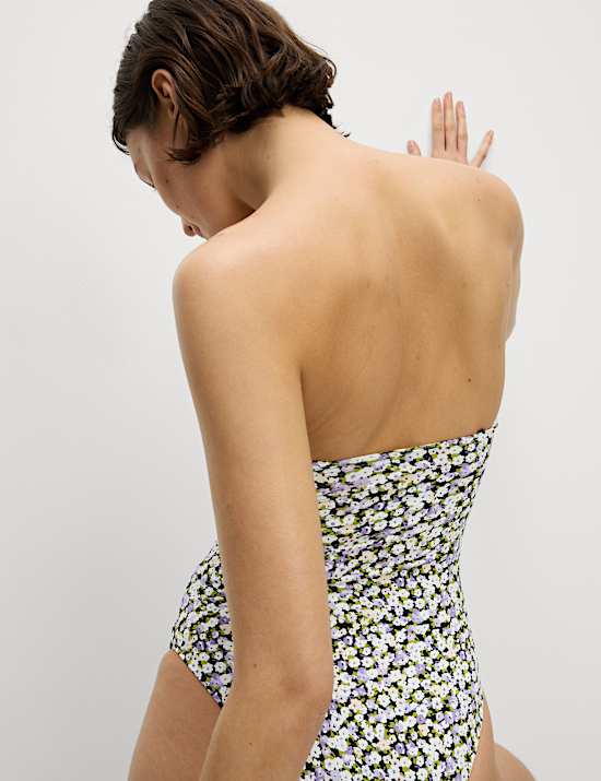 Tummy Control Printed Padded Bandeau Swimsuit