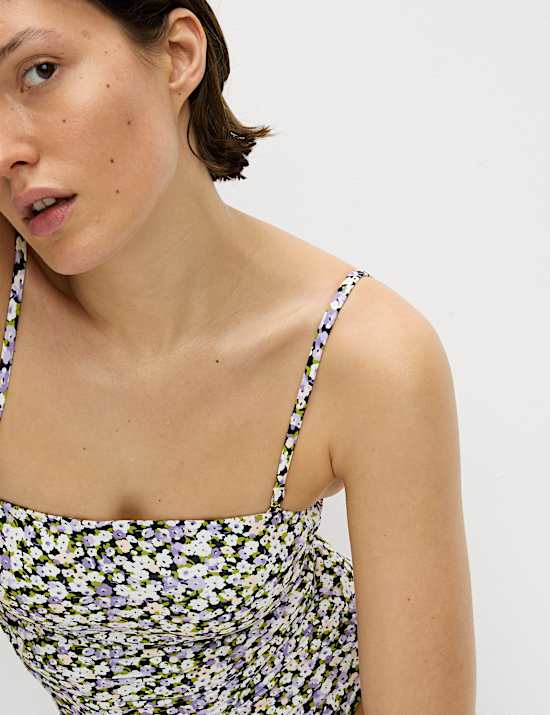 Tummy Control Printed Padded Bandeau Swimsuit