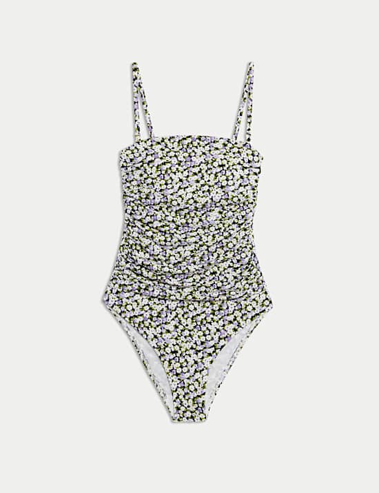 Tummy Control Printed Padded Bandeau Swimsuit