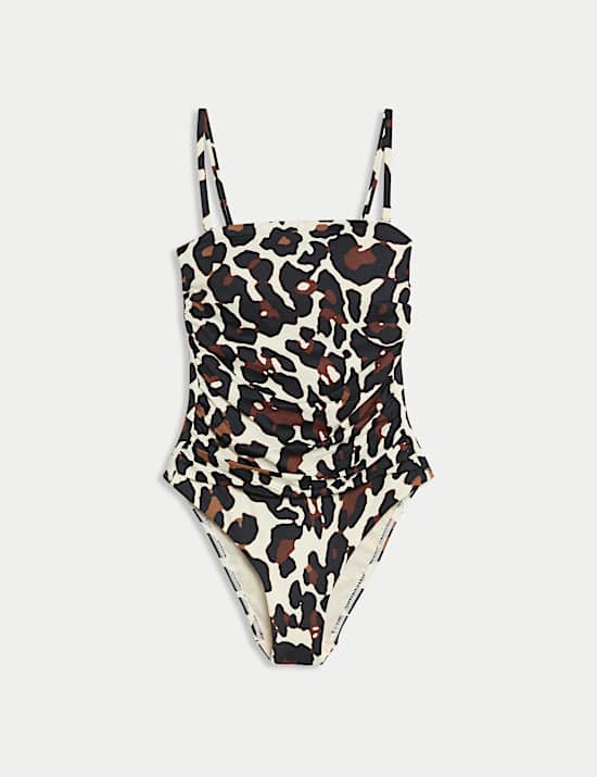 Tummy Control Printed Padded Bandeau Swimsuit