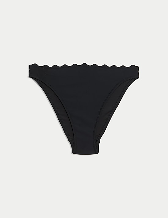 Neoprene Scallop High Leg Bikini Bottoms