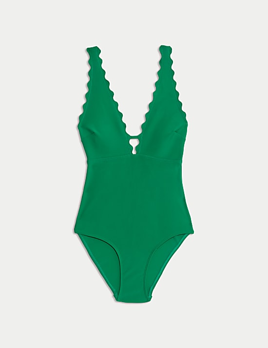 Neoprene Scallop Plunge Swimsuit