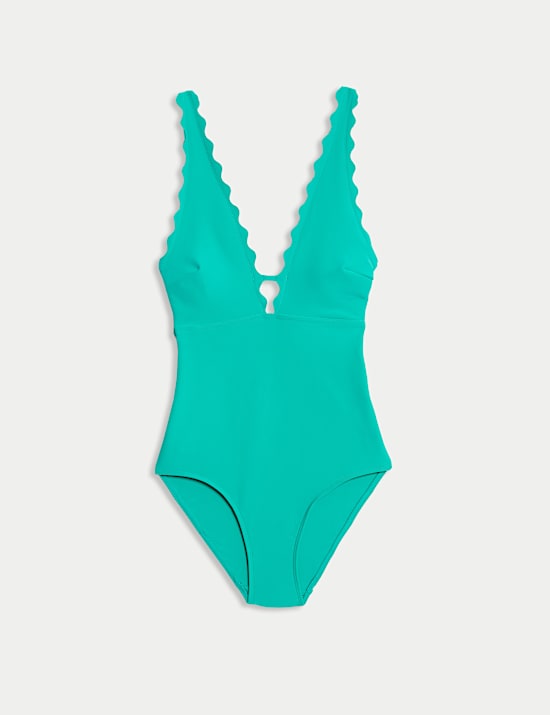 Neoprene Scallop Plunge Swimsuit