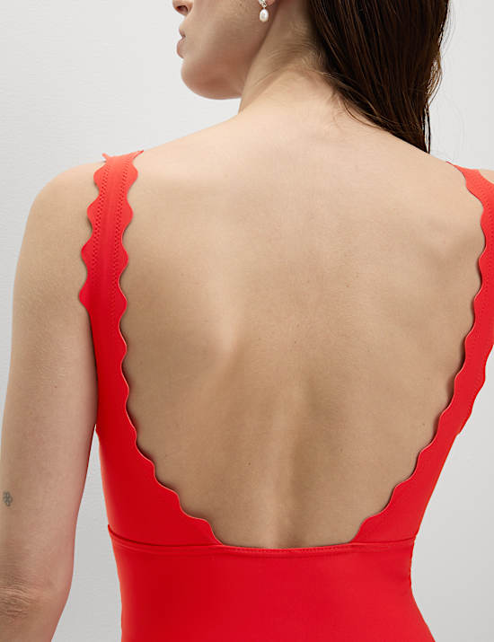 Neoprene Scallop Plunge Swimsuit
