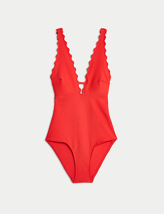 Neoprene Scallop Plunge Swimsuit