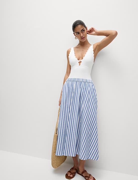 Maillot de bain plongeant festonné en néoprène