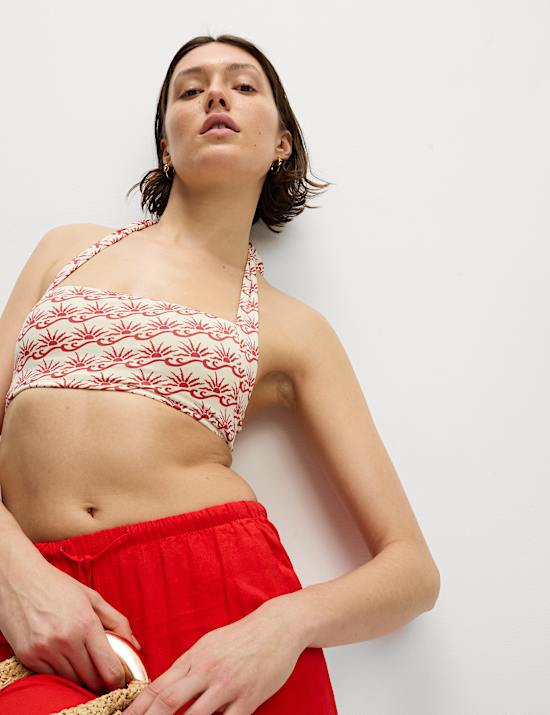 Printed Padded Halterneck Bikini Top