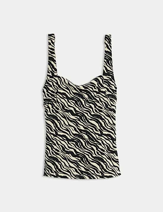 Haut de tankini à col carré et motif fleuri