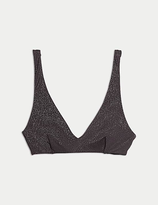 Sheen Plunge Scoop Neck Bikini Top