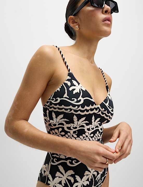 Printed Padded Plunge Swimsuit