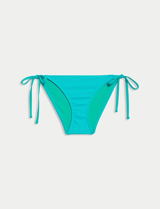 Textured Tie Side Bikini Bottoms