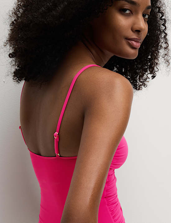 Maillot de bain ampliforme bandeau à volant effet ventre plat